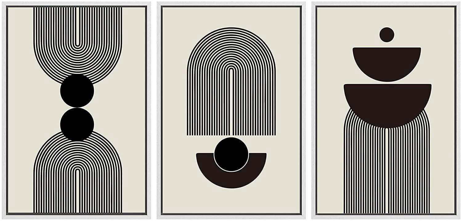 PixonSign Framed Canvas Print Wall Art Set Duotone Mid-Century Minimal ...