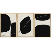 PixonSign Framed Canvas Print Wall Art Set Duotone Minimal Dark Ink Blot Landscape Abstract Shapes Illustrations Modern Art Boho Decorative for Living Room, Bedroom, Office - 24"x36"x3 NATURAL