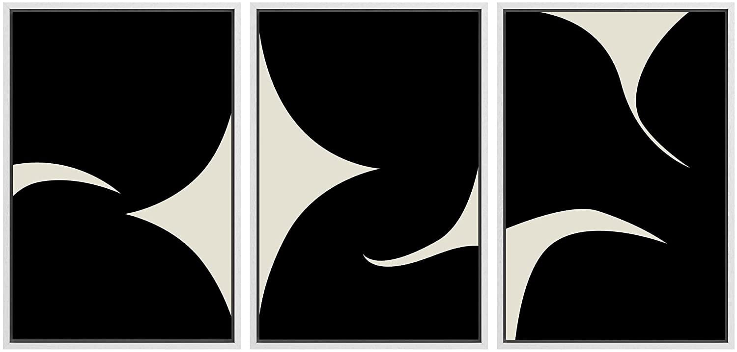 PixonSign Framed Canvas Print Wall Art Set Duotone Minimal Ink Blot