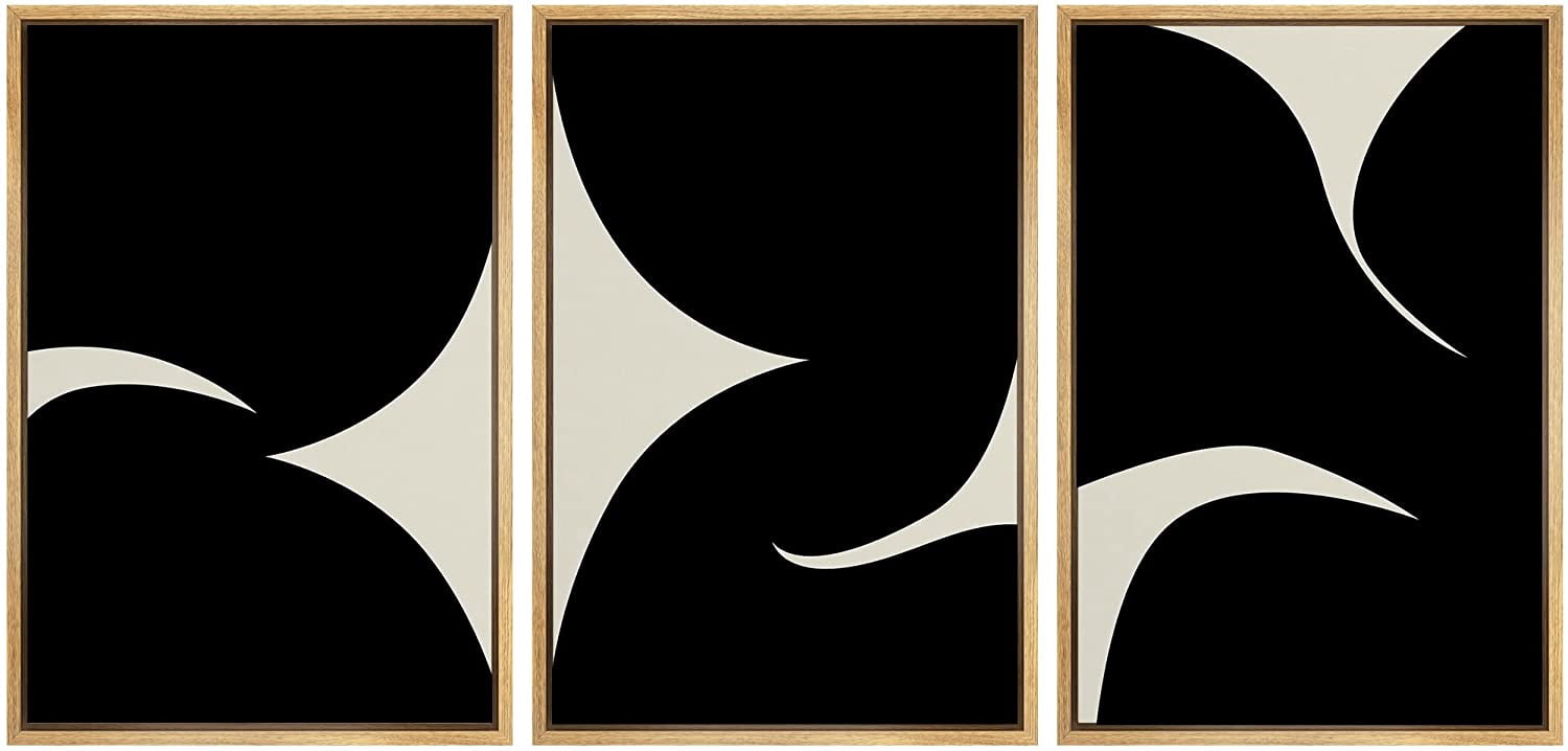 PixonSign Framed Canvas Print Wall Art Set Duotone Minimal Ink Blot ...