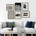 thumbnail image 1 of PixonSign Framed Canvas Print Wall Art Set - Duotone Portrait Botanical & Humanities Pattern - Set of 6 Abstract Geometric Minimalism Poster Cultural Art Wall Décor - 12"x16"x6 Black, 1 of 5