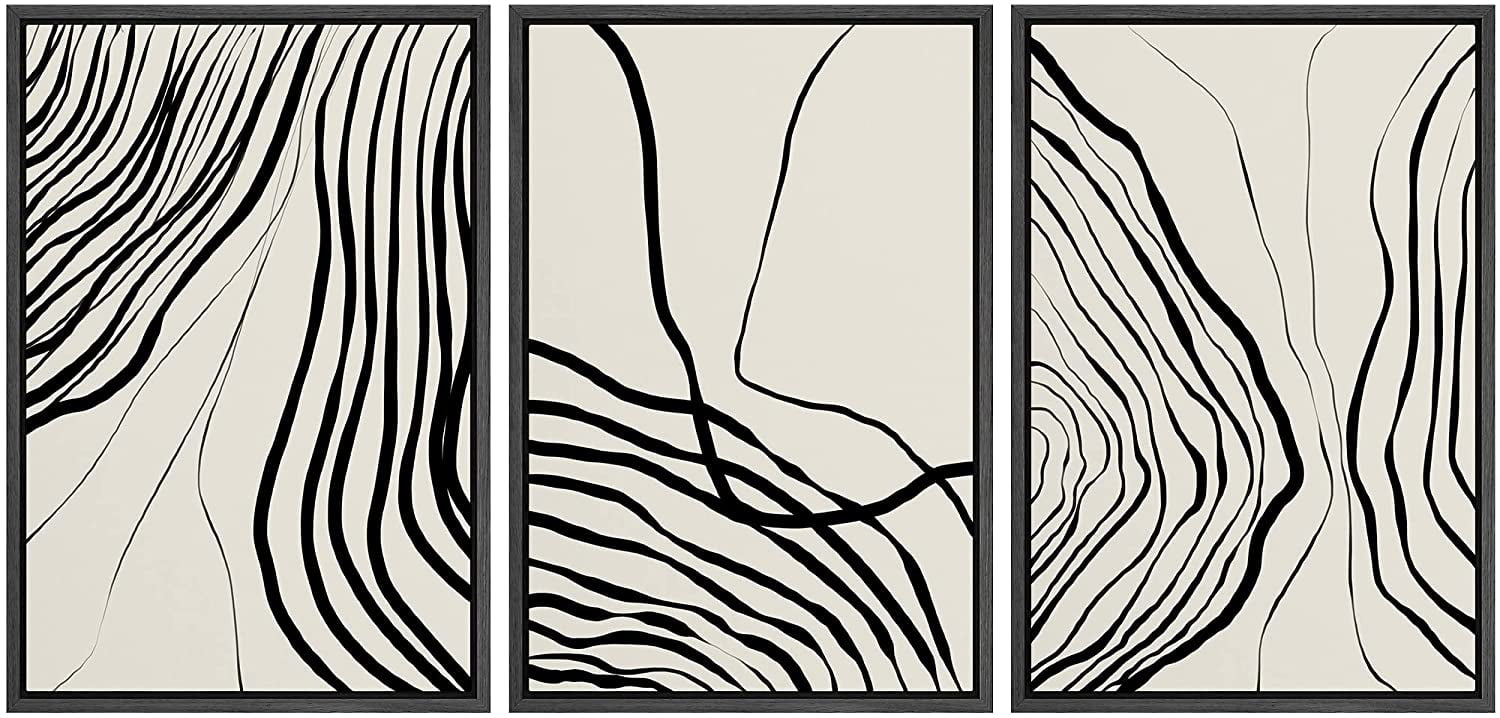 PixonSign Framed Canvas Print Wall Art Set Duotone Spiral Circle ...