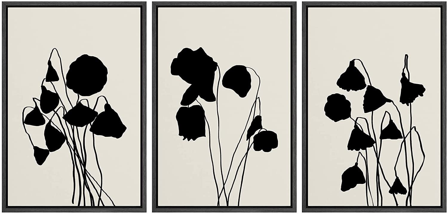 PixonSign Framed Canvas Print Wall Art Set Duotone Tulip Flower Garden ...