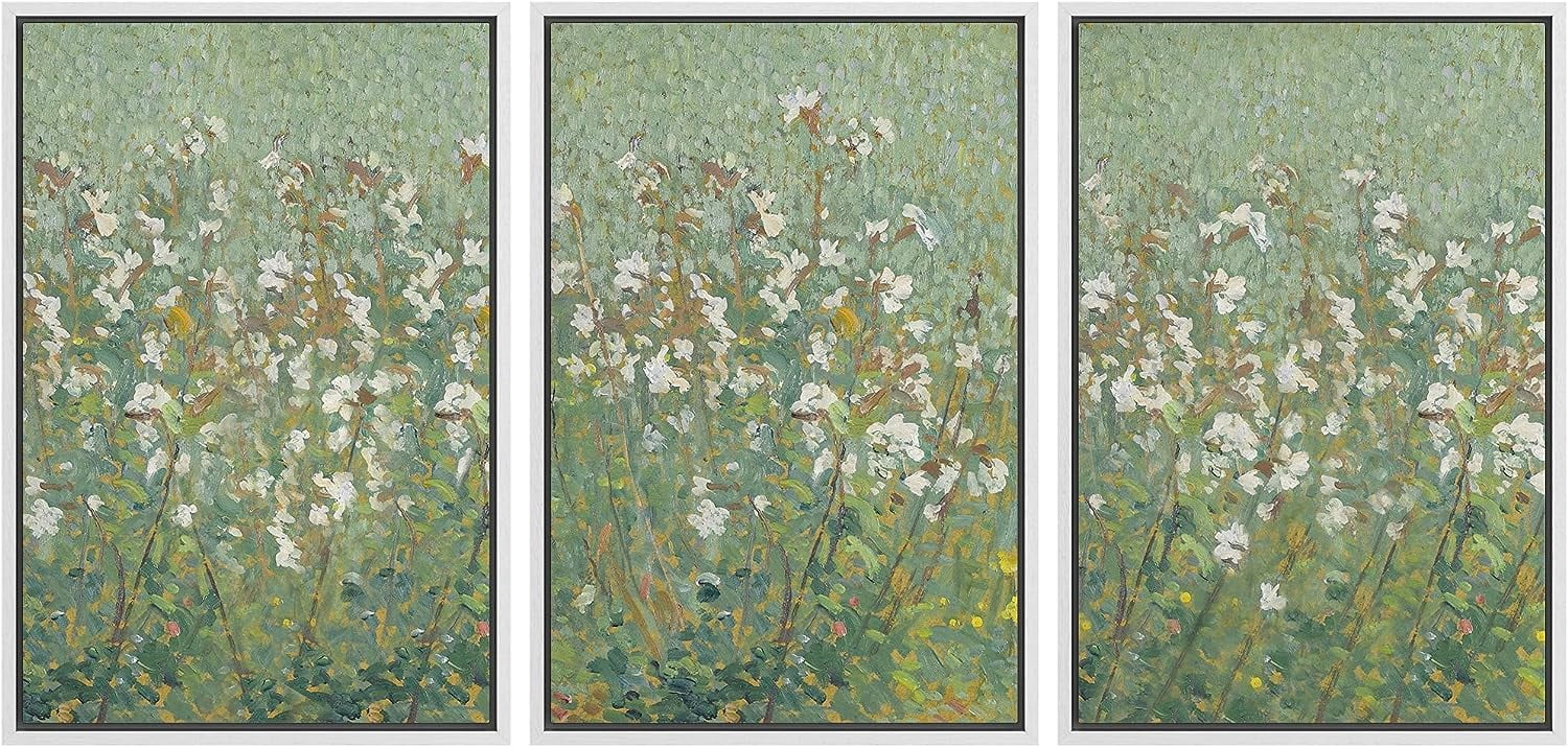PixonSign Framed Canvas Print Wall Art Set Emerald Green Monet White ...