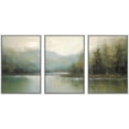 thumbnail image 1 of PixonSign Framed Canvas Print Wall Art Set Emerald Green Pastel Pine Tree Forest Nature Wilderness Illustrations Modern Art Decorative Rustic Relax/Calm Colorful for Bedroom - 16"x24"x3 White, 1 of 5