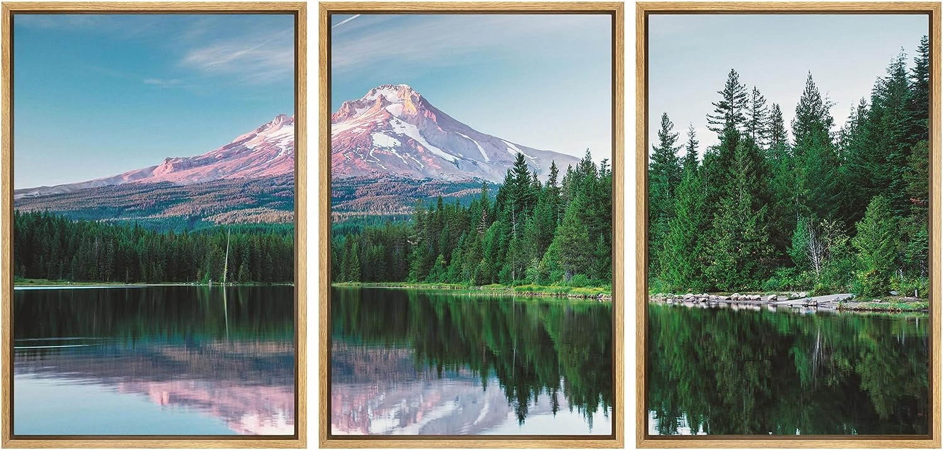 PixonSign Framed Canvas Print Wall Art Set Emerald Green Pine Tree ...
