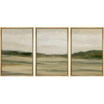 PixonSign Framed Canvas Print Wall Art Set Emerald Green Rural Field Nature Wilderness Fine Art Illustrations Decorative Multicolor Landscape Rustic Country/Farmhouse - 16"x24"x3 Natural