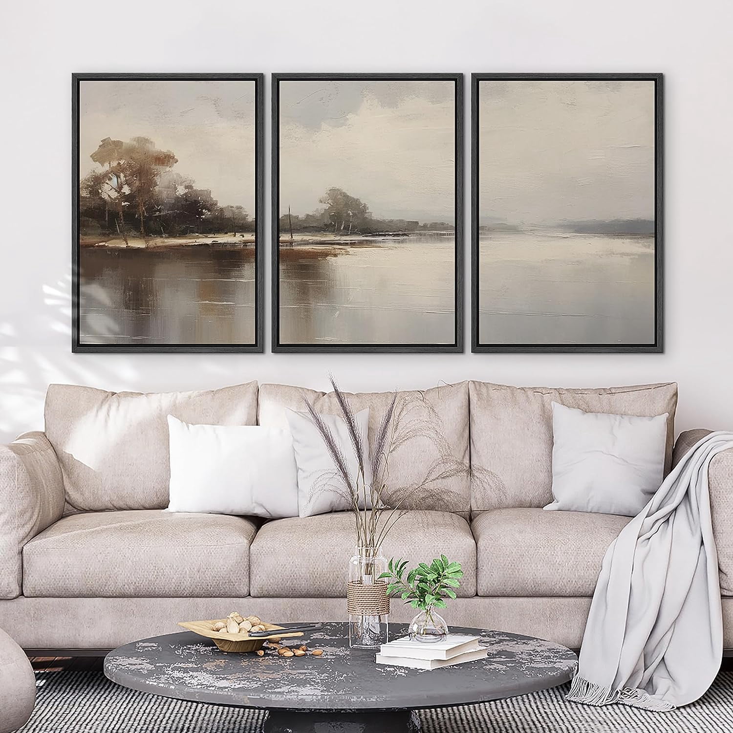 PixonSign Framed Canvas Print Wall Art Set Fine Art Island Lake Summer ...