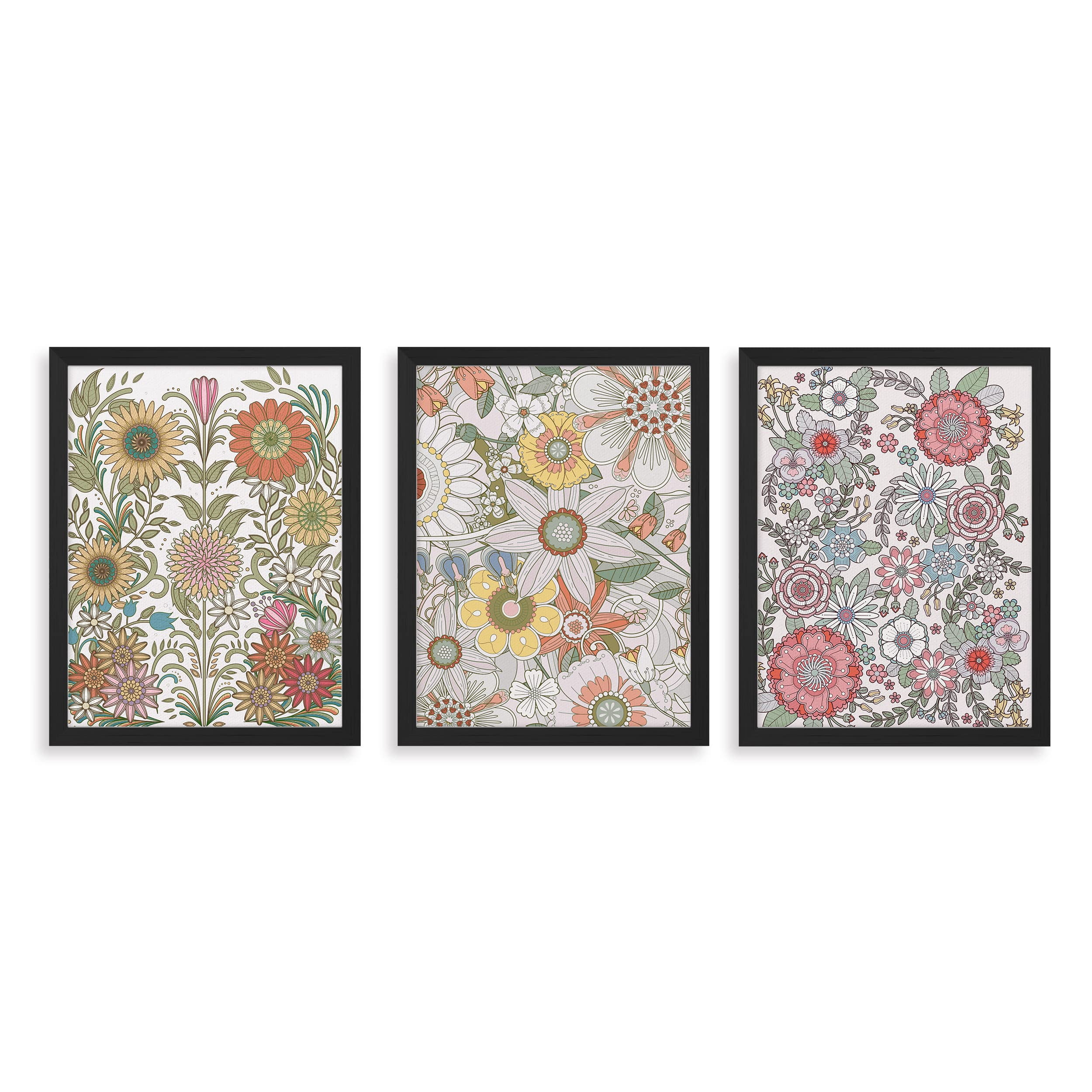 PixonSign Framed Canvas Print Wall Art Set - Floral Botanical Flower ...