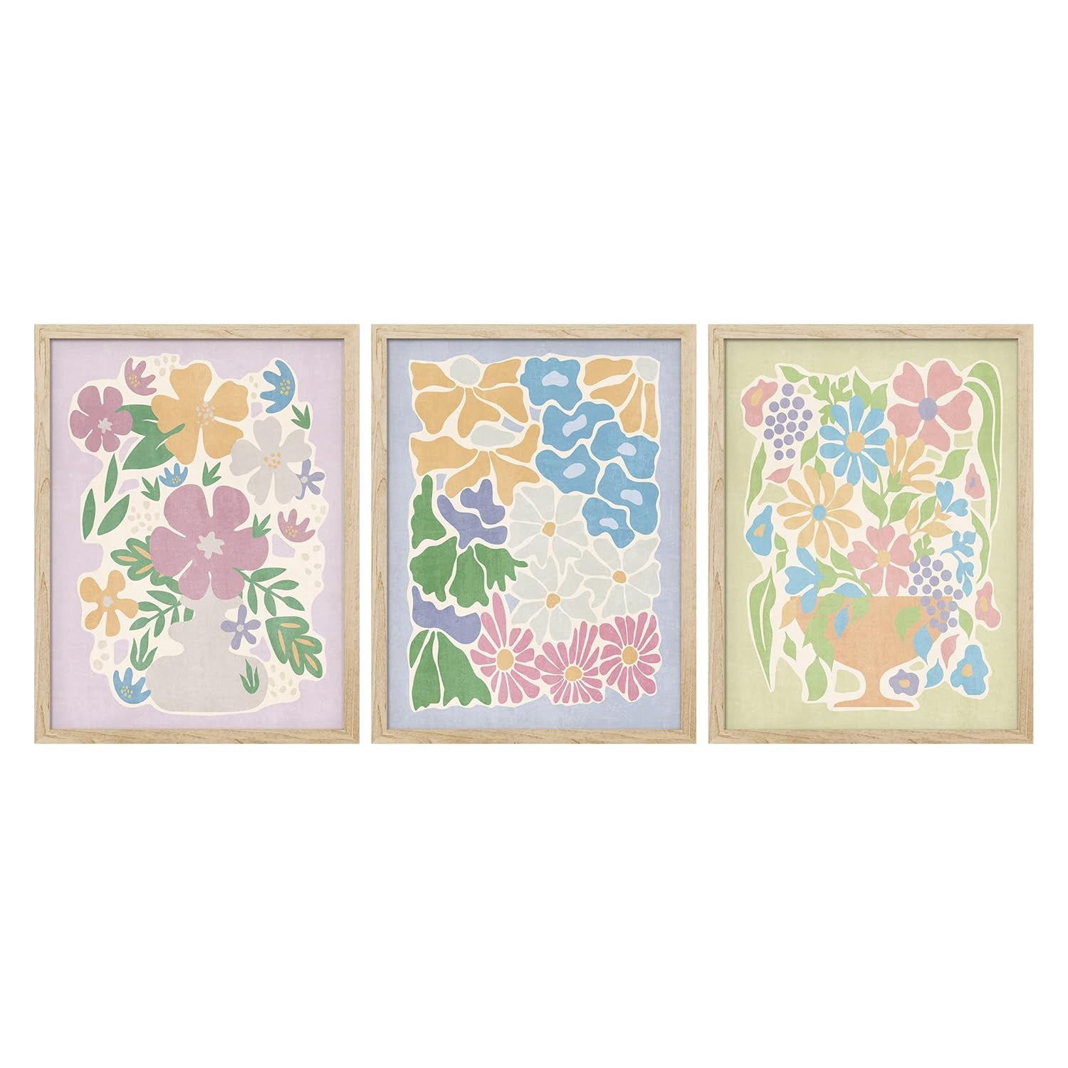 PixonSign Framed Canvas Print Wall Art Set - Floral Botanical Forest ...