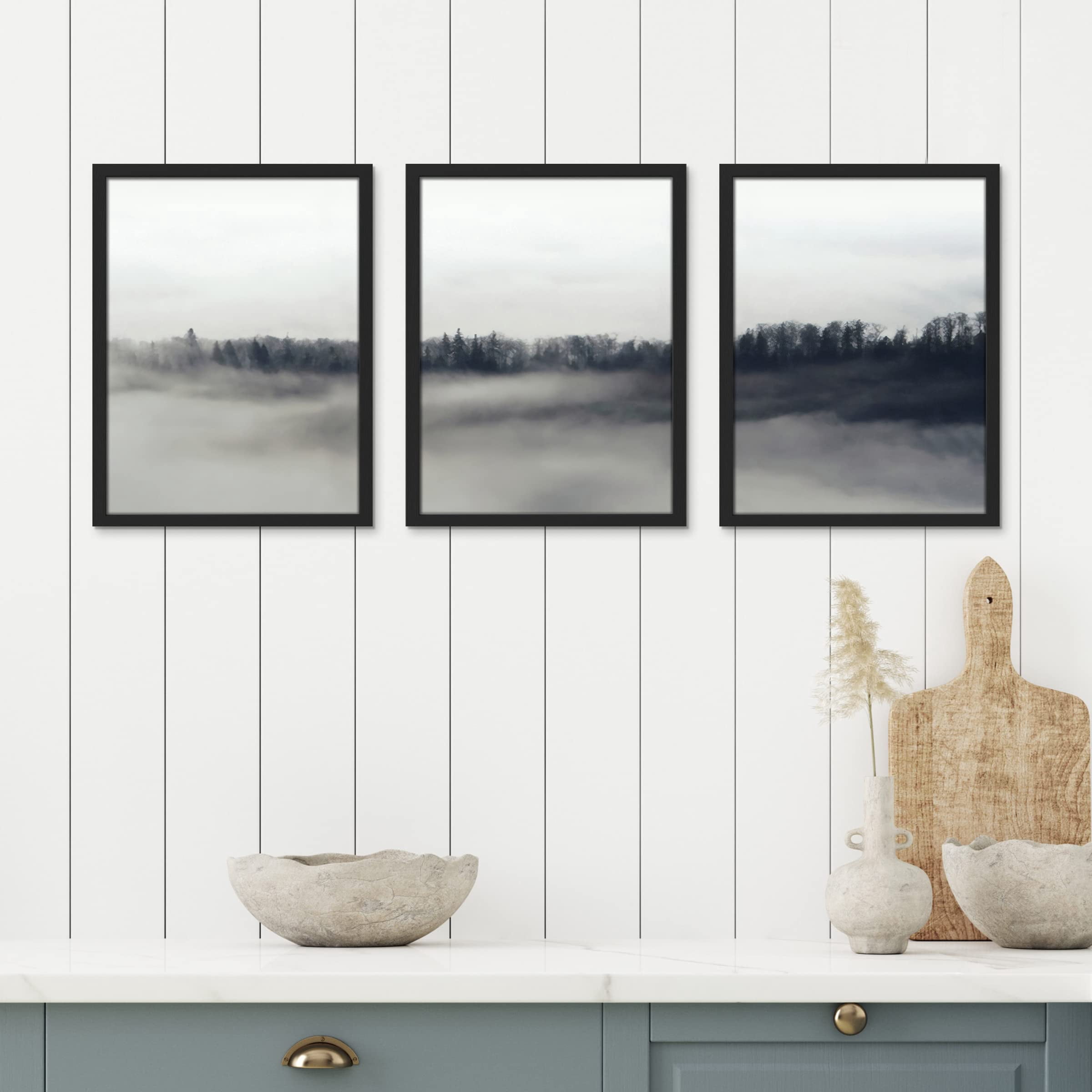 PixonSign Framed Canvas Print Wall Art Set - Fog & Mist Over County ...