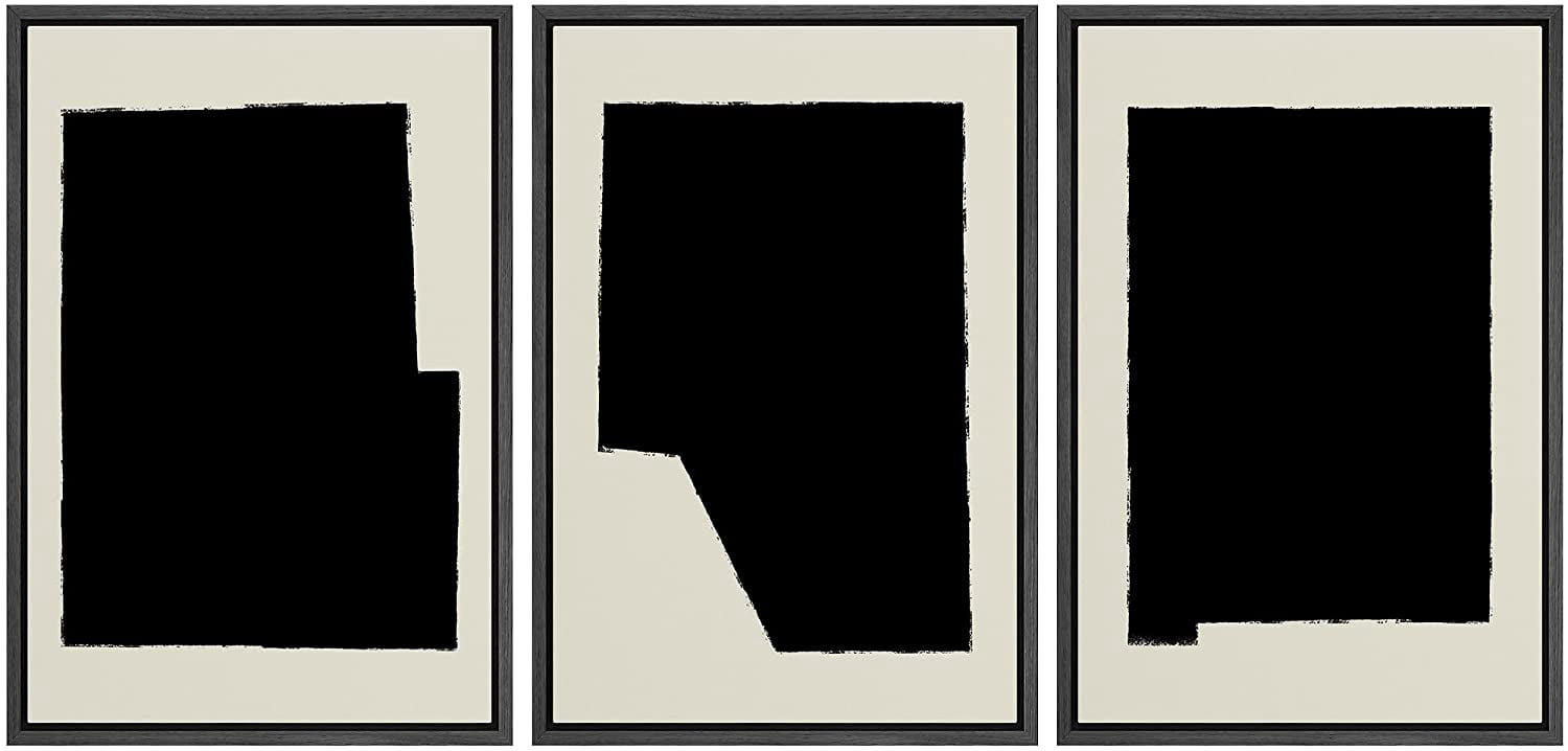 PixonSign Framed Canvas Print Wall Art Set Geometric Black Art Deco ...
