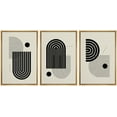 thumbnail image 1 of PixonSign Framed Canvas Print Wall Art Set Geometric Black Circle Arch Variety Abstract Shapes Illustrations Modern Art Minimalism Decorative for Living Room, Bedroom, Office - 16"x24"x3 Natural, 1 of 5