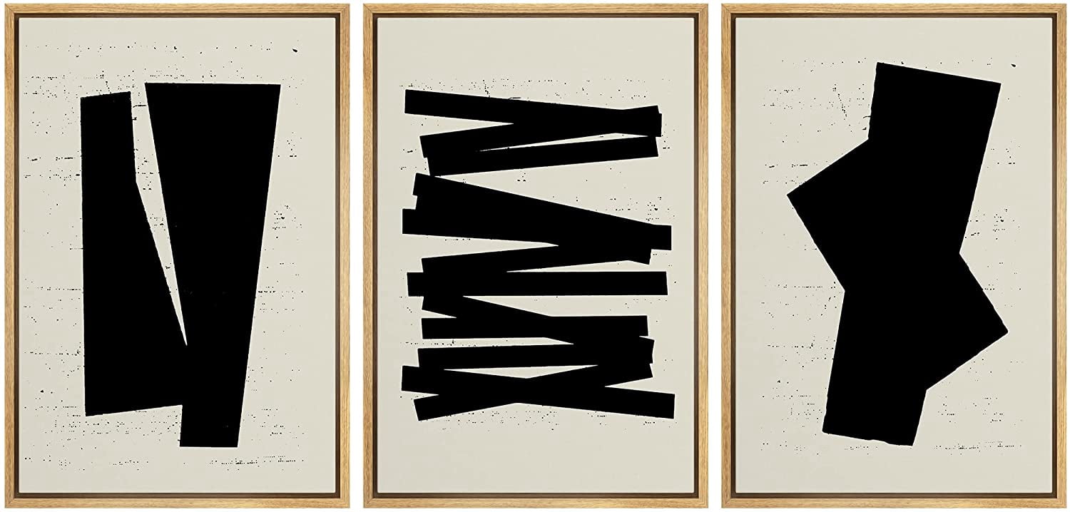 PixonSign Framed Canvas Print Wall Art Set Geometric Black Art Deco ...