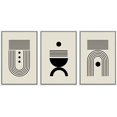 thumbnail image 1 of PixonSign Framed Canvas Print Wall Art Set Geometric Black Vintage Polygon Pattern Abstract Shapes Illustrations Modern Art Minimalism Decorative for Living Room, Bedroom, Office - 16"x24"x3 White, 1 of 5