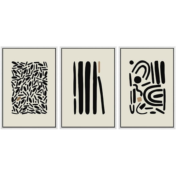 PixonSign Framed Canvas Print Wall Art Set Geometric Boho Stylish Polygon Variety Abstract Shapes Illustrations Modern Art Minimalism Decorative for Living Room, Bedroom, Office - 24"x36"x3 White