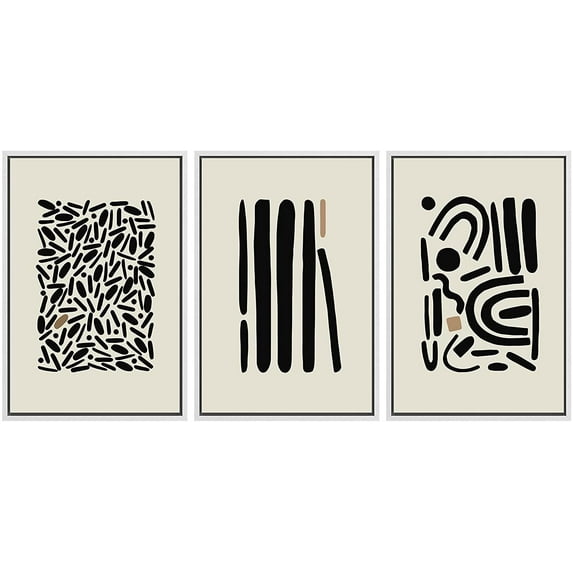 PixonSign Framed Canvas Print Wall Art Set Geometric Boho Stylish Polygon Variety Abstract Shapes Illustrations Modern Art Minimalism Decorative for Living Room, Bedroom, Office - 16"x24"x3 White