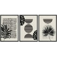 thumbnail image 1 of PixonSign Framed Canvas Print Wall Art Set Geometric Dark Mid-Century Palm Leaf Collage Abstract Shapes Illustrations Modern Art Boho Decorative for Living Room, Bedroom, Office - 16"x24"x3 BLACK, 1 of 5