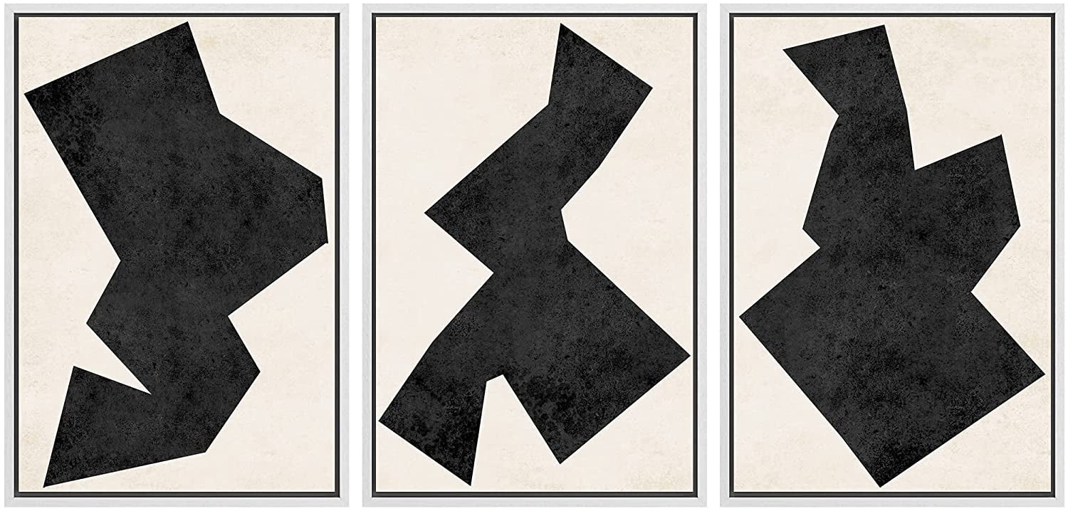 PixonSign Framed Canvas Print Wall Art Set Geometric Art Deco Black ...