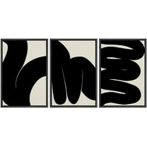 PixonSign Framed Canvas Print Wall Art Set Geometric Duotone Dark Brush Stroke Collage Abstract Shapes Illustrations Modern Art Boho Decorative for Living Room, Bedroom, Office - 24"x36"x3 BLACK
