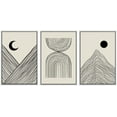 thumbnail image 1 of PixonSign Framed Canvas Print Wall Art Set Geometric Mid-Century Mountain Range Landscape Abstract Shapes Illustrations Modern Art Boho Decorative for Living Room, Bedroom, Office - 24"x36"x3 WHITE, 1 of 5