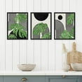 thumbnail image 1 of PixonSign Framed Canvas Print Wall Art Set - Geometric Monstera Leaf Art - Set of 3 Abstract Shapes Mid-Century Minimalist Wall Décor for Living Room, Bedroom, Office - 12"x16"x3 Panels Black, 1 of 4