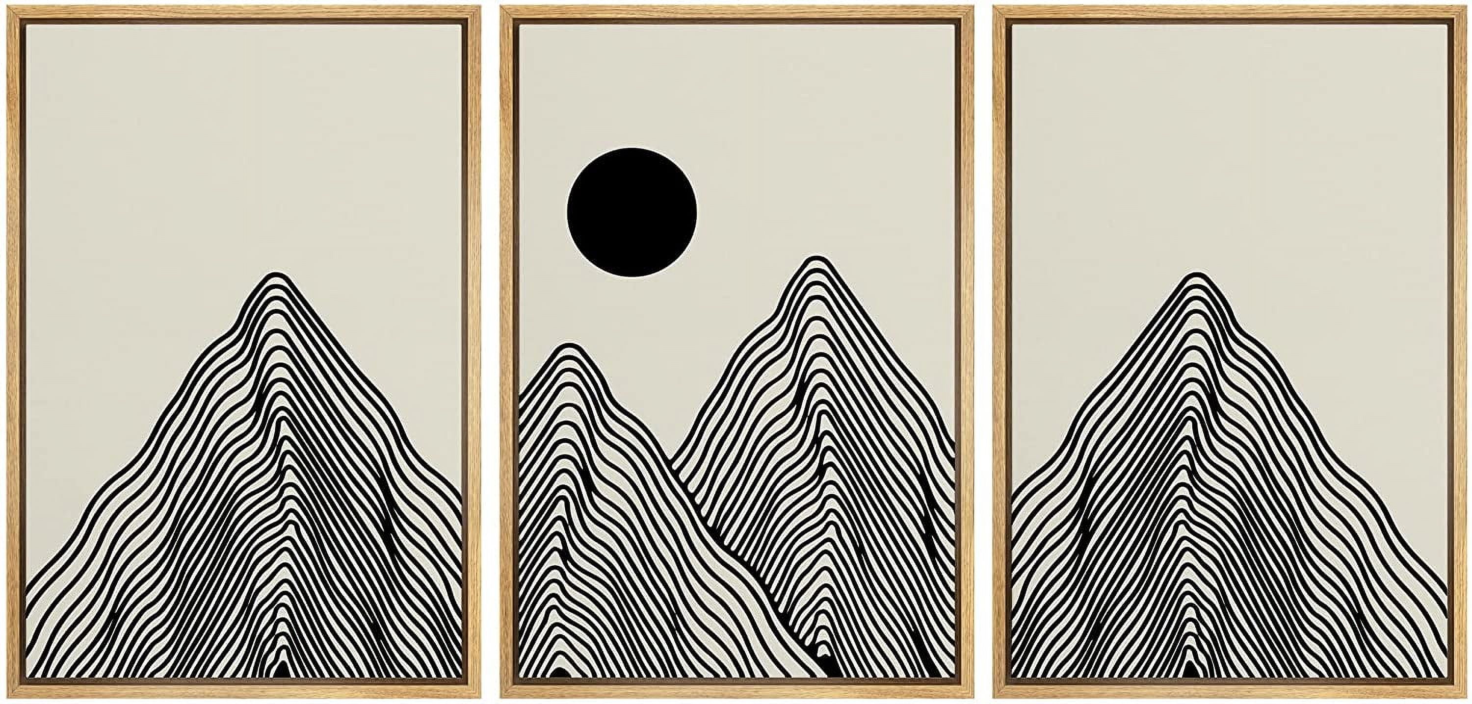 PixonSign Framed Canvas Print Wall Art Set Geometric Mountain Range Sun ...