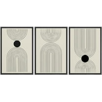 PixonSign Framed Canvas Print Wall Art Set Geometric Vintage 1960s Polygon Variety Abstract Shapes Illustrations Modern Art Minimalism Decorative for Living Room, Bedroom, Office - 24"x36"x3 Black