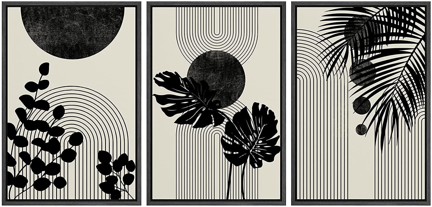 PixonSign Framed Canvas Print Wall Art Set Geometrid Mid-Century Forest ...