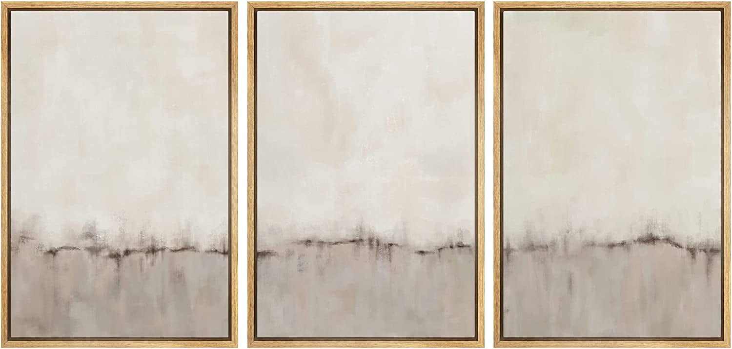 PixonSign Framed Canvas Print Wall Art Set Gray Pastel Watercolor Color ...