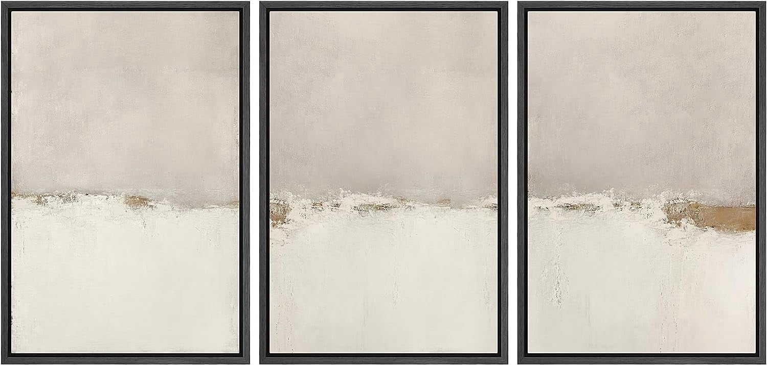 PixonSign Framed Canvas Print Wall Art Set Gray White Duotone ...
