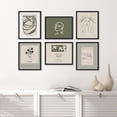 thumbnail image 1 of PixonSign Framed Canvas Print Wall Art Set - Green Matisse Portrait Flower & Humanities Pattern - Set of 6 Abstract Geometric Minimalism Poster Cultural Art Wall Décor - 12"x16"x6 Black, 1 of 5