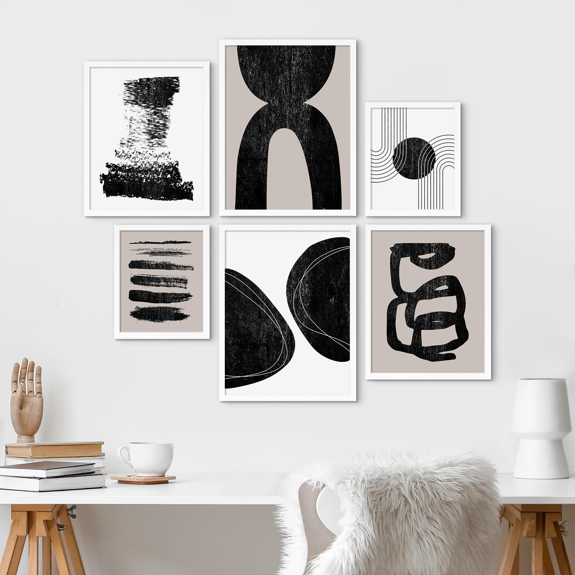 PixonSign Framed Canvas Print Wall Art Set - Grunge Black & Brown ...