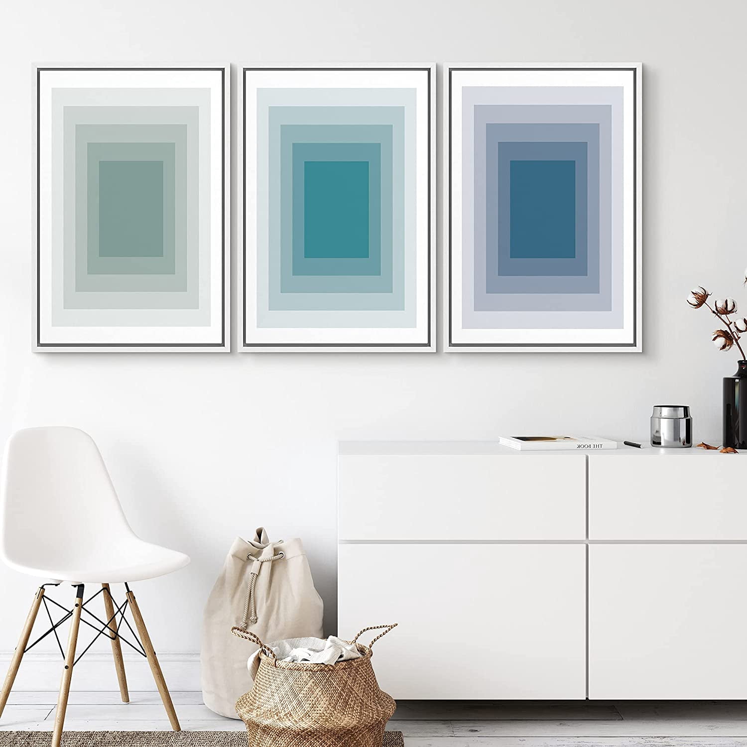 PixonSign Framed Canvas Print Wall Art Set Grunge Black and White ...