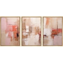 PixonSign Framed Canvas Print Wall Art Set Grunge Industrial Red Paint Stroke Landscape Abstract Shapes Illustrations Modern Art Geometric Mid-Century Modern Cozy for Bedroom - 16"x24"x3 Natural