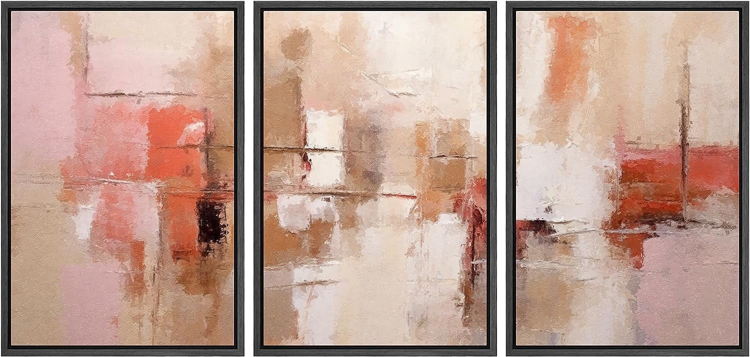 PixonSign Framed Canvas Print Wall Art Set Grunge Industrial Red Paint ...