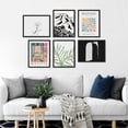 thumbnail image 1 of PixonSign Framed Canvas Print Wall Art Set - Henri Matisse Colorful Plant & Humanities Pattern - Set of 6 Modern Abstract Geometric Poster Cultural Art Wall Décor - 12"x16"x6 Black, 1 of 5