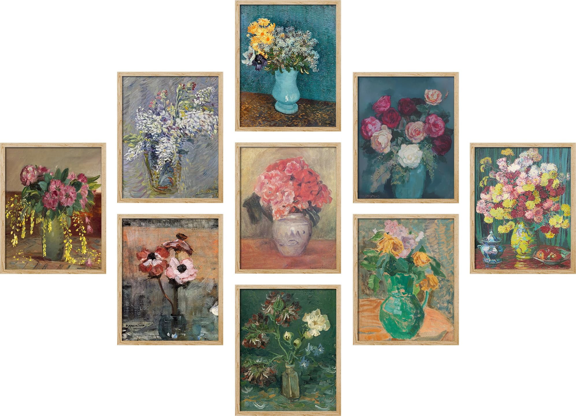 PixonSign Framed Canvas Print Wall Art Set - Impressionist Blossoms ...