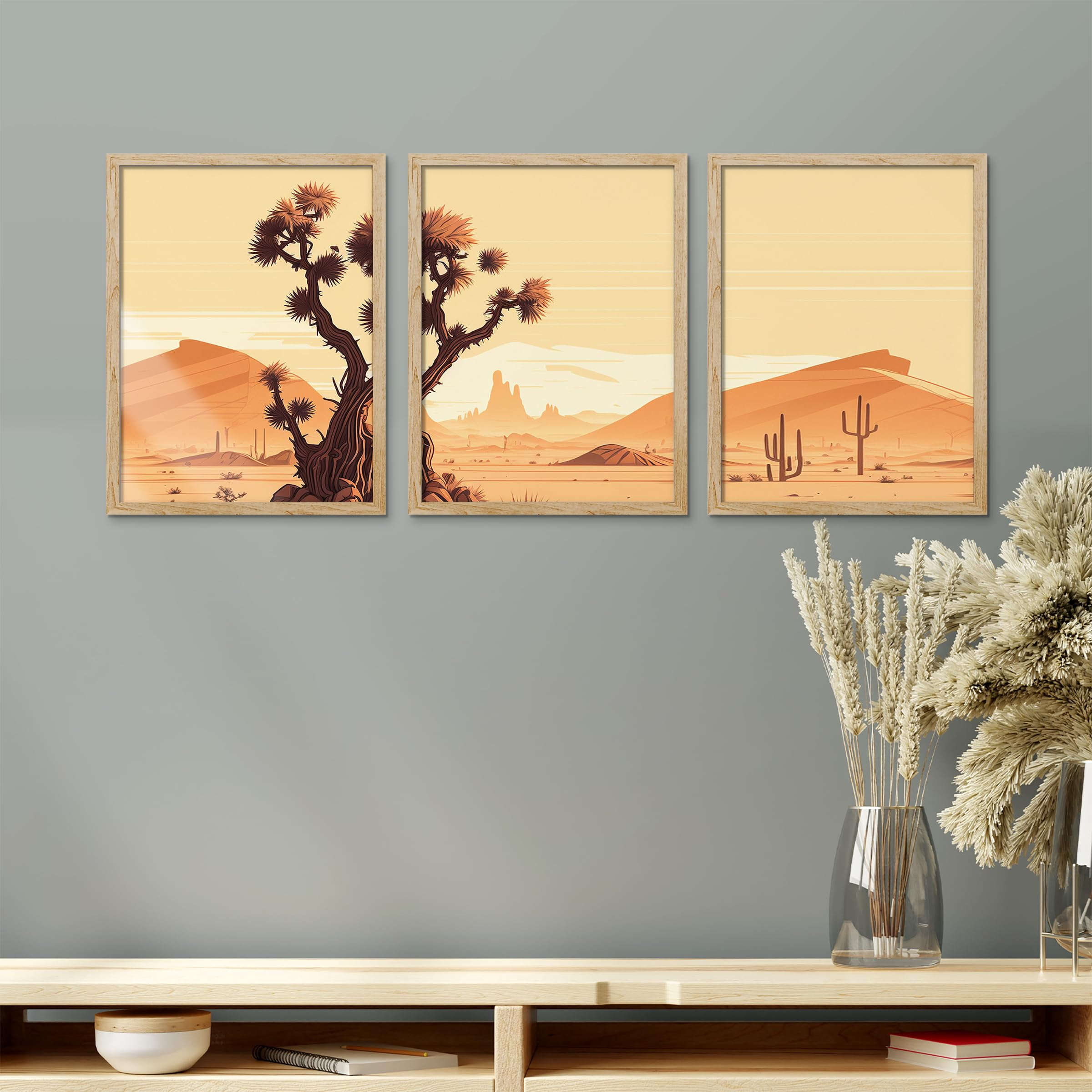 PixonSign Framed Canvas Print Wall Art Set - Joshua Tree Desert ...