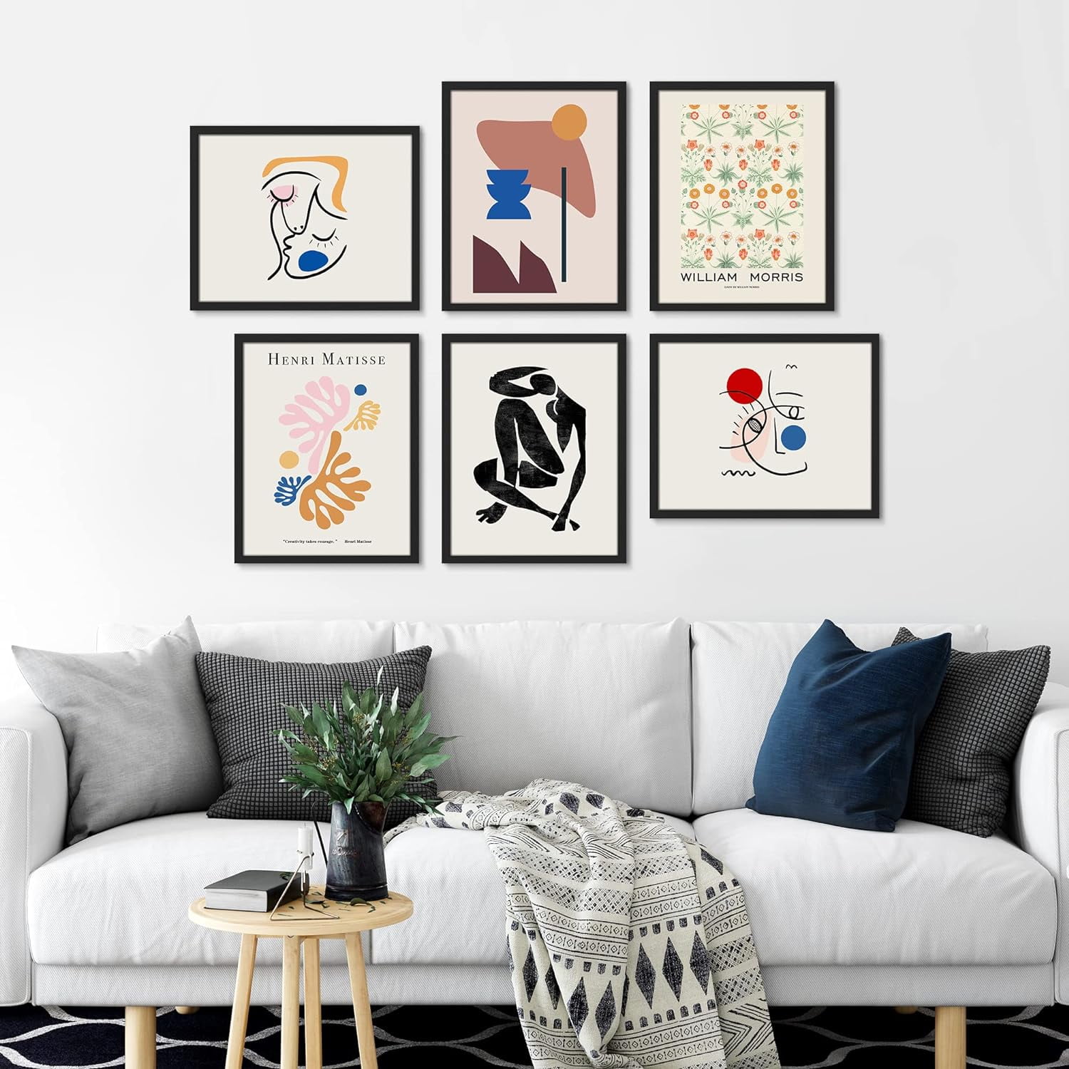 PixonSign Framed Canvas Print Wall Art Set - Matisse Plants & Colorful ...