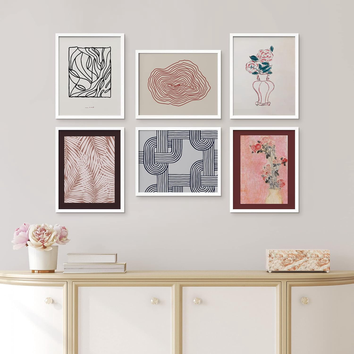 PixonSign Framed Canvas Print Wall Art Set - Mid-Century Colorful Paint ...