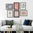thumbnail image 1 of PixonSign Framed Canvas Print Wall Art Set - Mid-Century Colorful Paint Strokes & Flowers - Set of 6 Abstract Geometric Floral Poster Cultural Art Wall Décor - 11"x14"x6 Black, 1 of 5