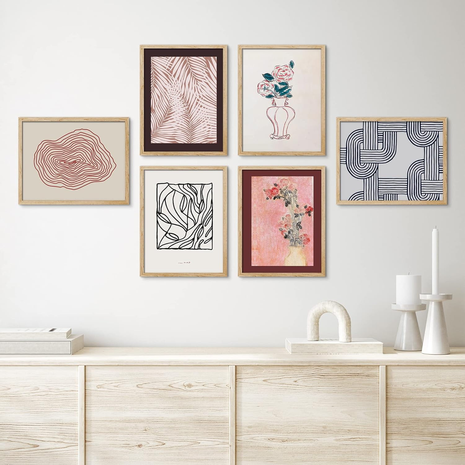 PixonSign Framed Canvas Print Wall Art Set - Mid-Century Colorful