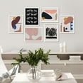 thumbnail image 1 of PixonSign Framed Canvas Print Wall Art Set - Mid-Century Geometric Horses Black Plant & Humanities Pattern Poster - Set of 6 Abstract Artwork Minimalism Cultural Art Wall Décor - 8"x10"x6 White, 1 of 5