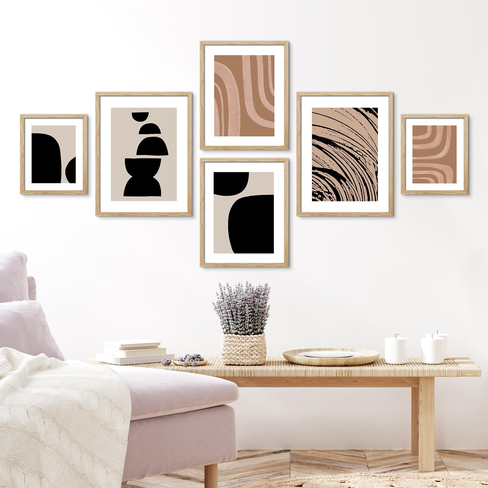 PixonSign Framed Canvas Print Wall Art Set - Mid-Century Polygons and ...