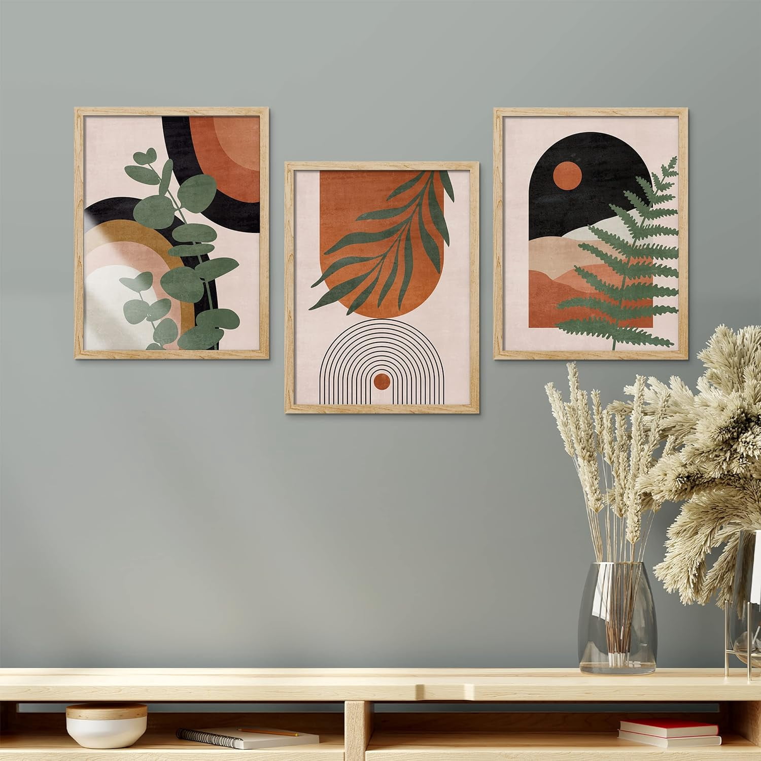 PixonSign Framed Canvas Print Wall Art Set - Mid-Century Polygons ...