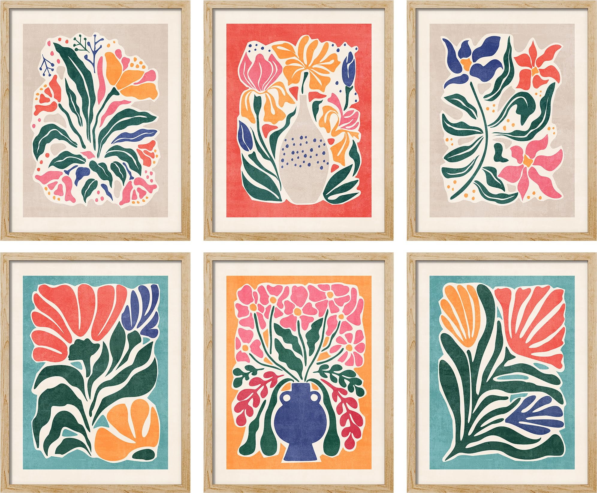 PixonSign Framed Canvas Print Wall Art Set - Mid-Century Tropical ...