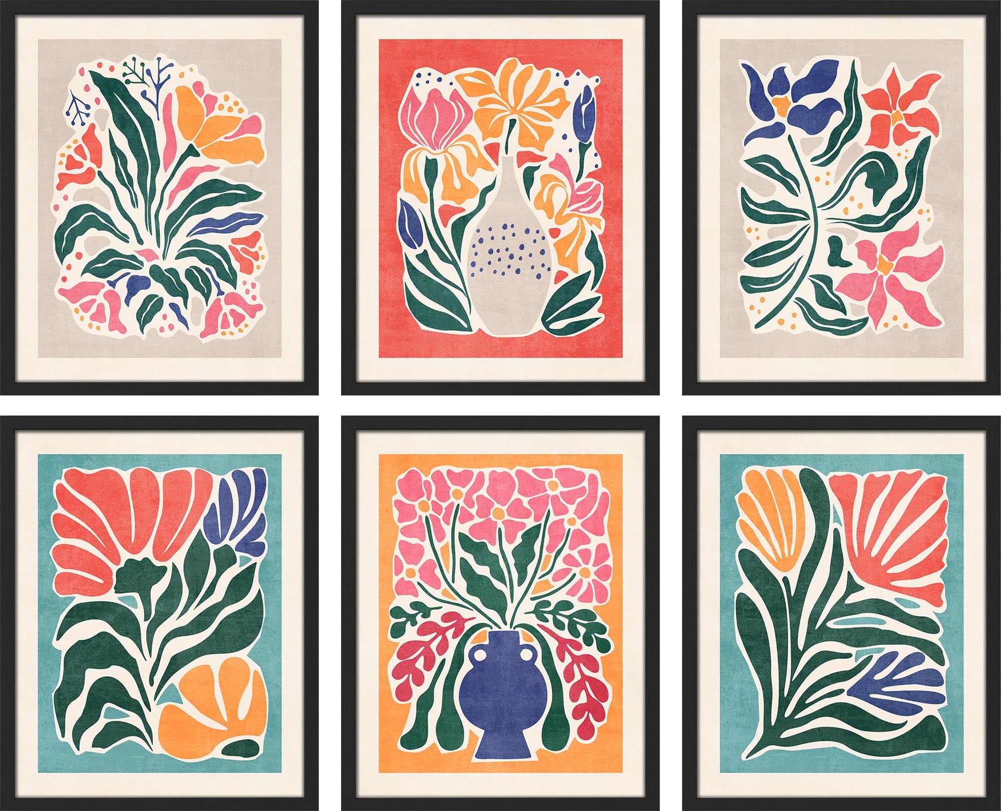 PixonSign Framed Canvas Print Wall Art Set - Mid-Century Tropical ...