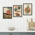 thumbnail image 1 of PixonSign Framed Canvas Print Wall Art Set - Mid-Century Tropical Plant, Desert Landscape & Sun Art - Set of 3 Abstract Geometric Modern Home Artwork Rustic Wall Décor - 12"x16"x3 Panels Black, 1 of 5