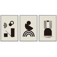 thumbnail image 1 of PixonSign Framed Canvas Print Wall Art Set Minimal Dark Geometric Mid-Century Collage Abstract Shapes Illustrations Modern Art Boho Decorative for Living Room, Bedroom, Office - 16"x24"x3 WHITE, 1 of 5